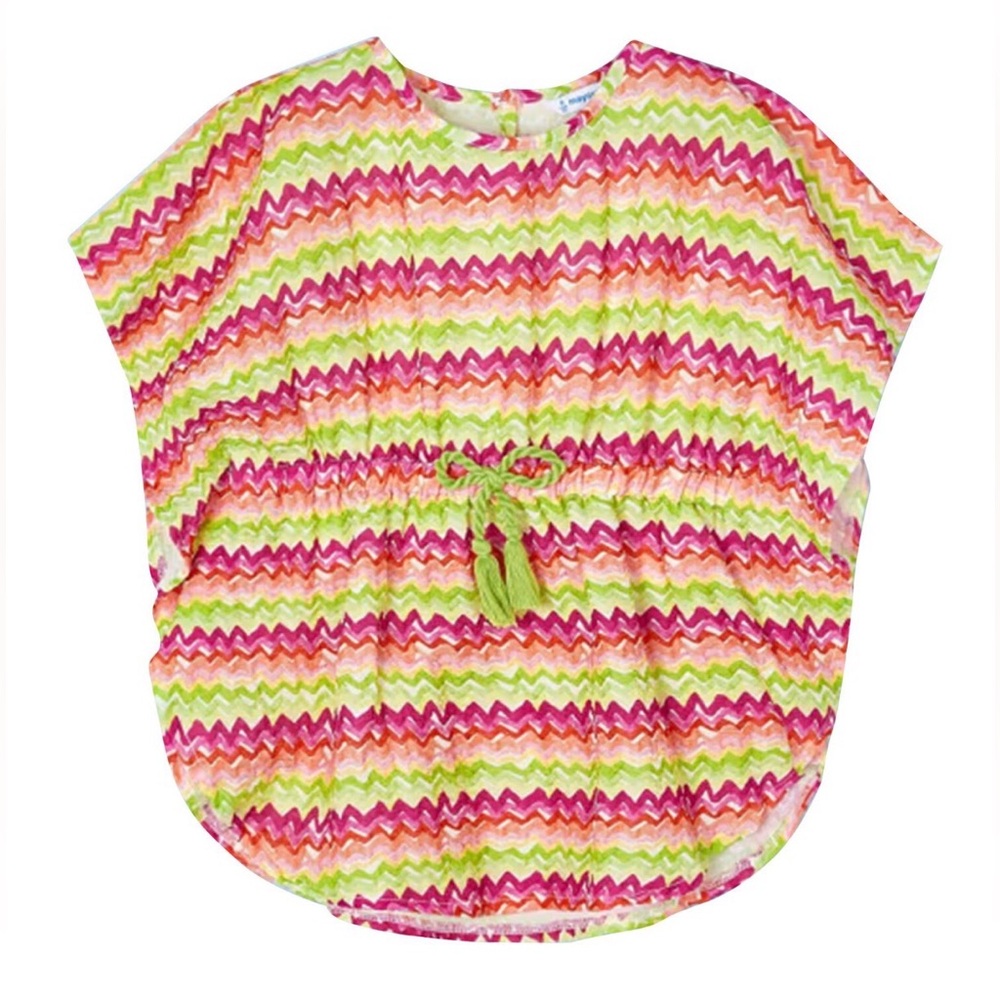 Mayoral Girls Cover Up Size 5 Chevron Stripe Beach Swim Kaftan Dress